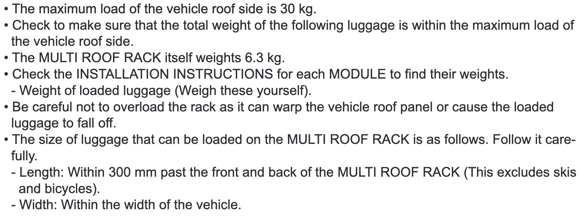 Hilux roof weight discount limit